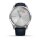 Garmin Vivomove Luxe Silber mit Schnellwechsel-Leder-Armband 20mm Blau/mit Naht