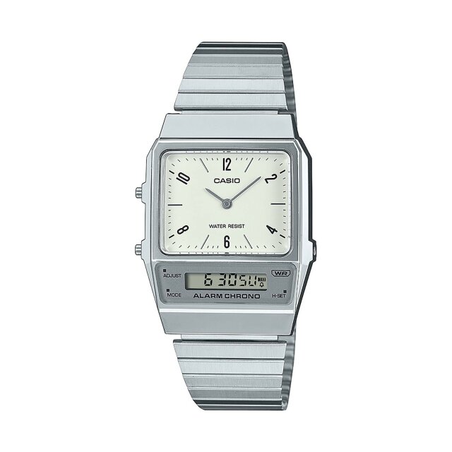 Casio Vintage Quarz Unisexuhr weiß / silber AQ-800E-7A2ef