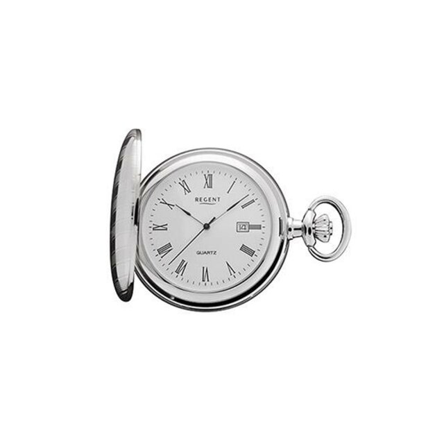 Regent Taschenuhr Quarz silber /  P-737