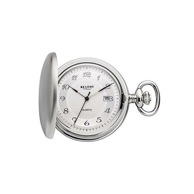 Regent Taschenuhr Quarz silber /  P-732