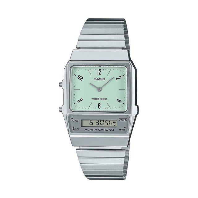 Casio Vintage Quarz Unisexuhr türkis / silber AQ-800E-3AEF