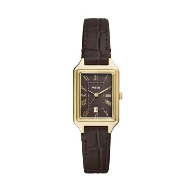 Fossil Quarz Damenuhr eckig braun / gold ES5367