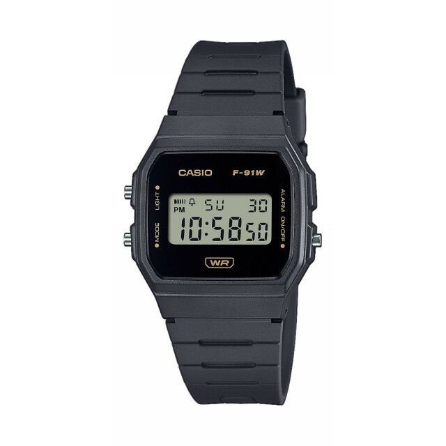 Casio Vintage Quarz Unisexuhr schwarz F-91WB-8AEF