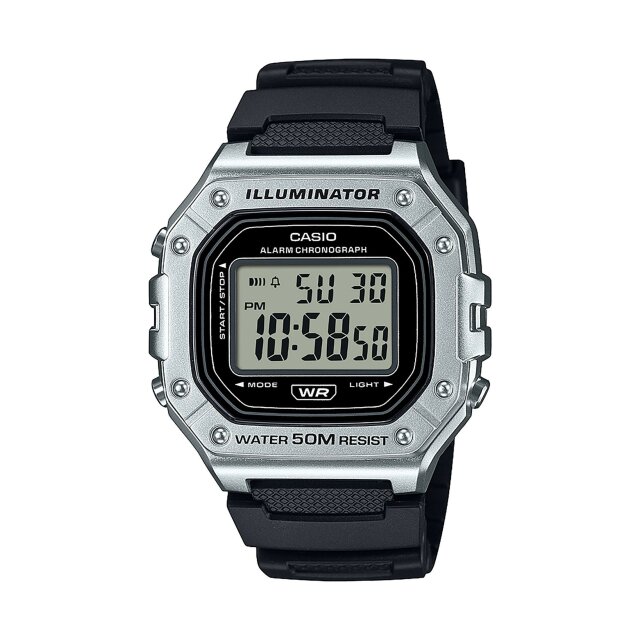 Casio Quarz Herrenuhr silber / schwarz W-218HM-7AVEF