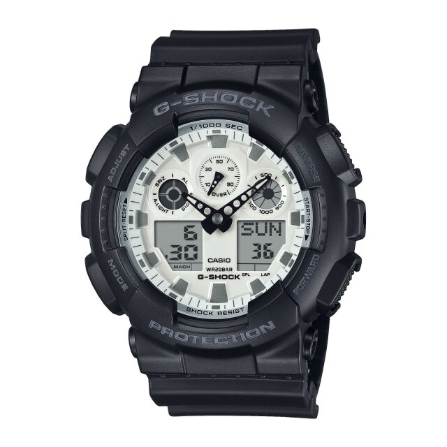 Casio G-Shock Quarz Herrenuhr weiß / schwarz GA-100WD-1AER