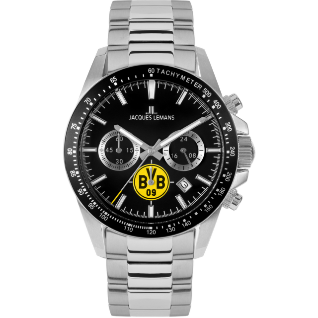 Jacques Lemans Borussia Dortmund BVB 09 Quarz Fußball Herrenuhr schwarz / silber BVB-06