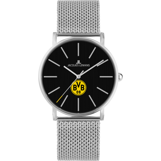 Jacques Lemans Borussia Dortmund BVB 09 Quarz Fußball Armbanduhr schwarz / silber BVB-04