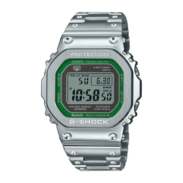 Casio G-Shock Solar / Bluetooth Herrenuhr grün / silber GMW-B5000D-3ER