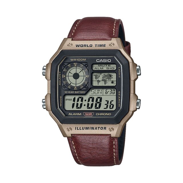 Casio Quarz Digital Herrenuhr Bronze / braun AE-1200WHL-5AVEF