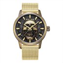 Police ROCK REBEL Herrenuhr Totenkopf gold / schwarz...