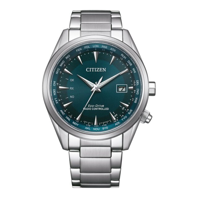 Citizen Solar / Funkuhr Herrenuhr Saphirglas türkis / silber CB0270-87L