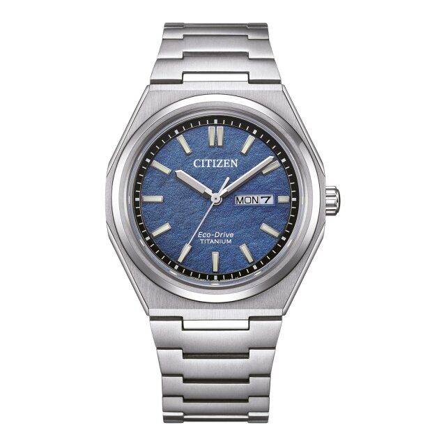 Citizen Quarz / SolarTitan Herrenuhr Saphirglas blau / silber AW0130-85LE