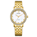 Citizen Quarz Damenuhr Zirkonia perlmutt / gold EL3102-50D