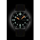 bauhaus Aviation Herrenuhr Automatik mit Lederarmband orange / schwarz 27665