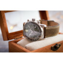 Zeppelin 100 Jahre Quarz Chronograph  Herrenuhr silber / grün 86804