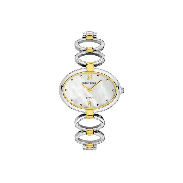 Adora Quarz Damenuhr Titan oval perlmutt / silber / gold AD8724