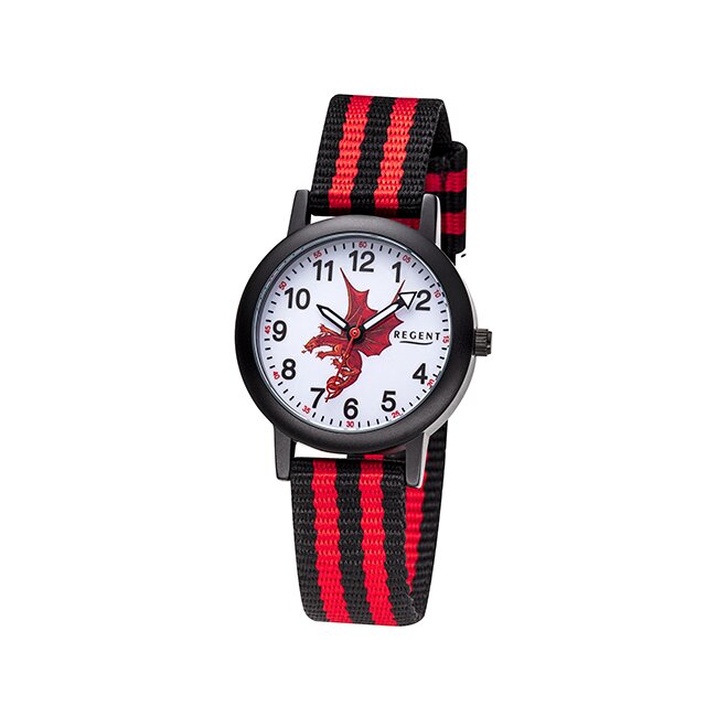 Regent - Regent Quarz Kinderuhr mit Drachen wei&szlig; / rot F-1475 - F-1475