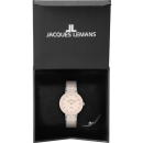Jacques Lemans Quarz Keramic Damenuhr mit Zirkonia rosa / silber 42-7ZA