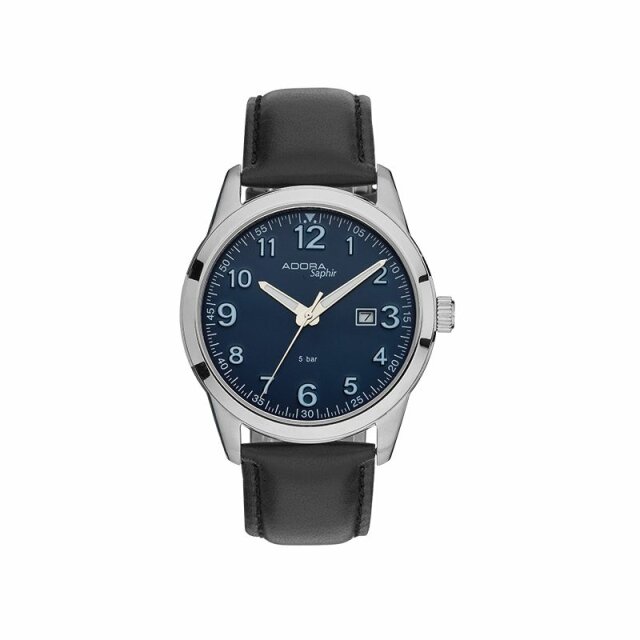 Adora Quarz Herrenuhr Saphirglas große Zahlen blau / schwarz AS4814