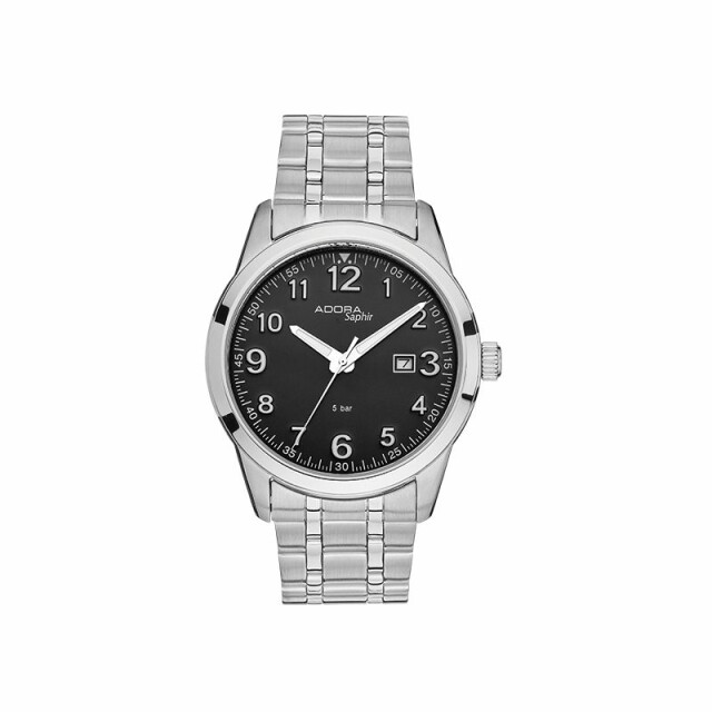 Adora  Herrenuhr Saphirglas schwarz / silber AS4809