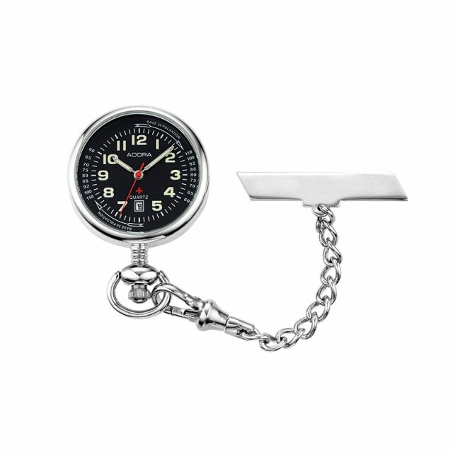 Adora Quarz Schwesternuhr mit Pulsschlageinteilung schwarz / silber  AH1003