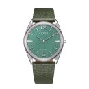 Citizen Quarz / Solar Armbanduhr extra flach olive / grün AR3120-32X